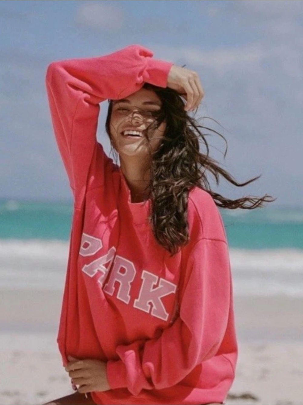 NWT PARKE SUMMERLAND FLAMINGO women’s pink oversized mock neck sz s/m in hand